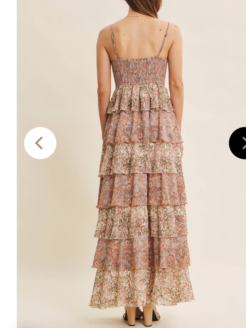 Baltic Born Pink and Cream Floral Tiered Maxi Dress size XLarge New W Tags - Picture 4 of 16
